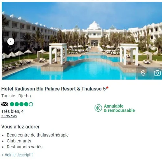 radisson djerba forfait voyage tout compris fram